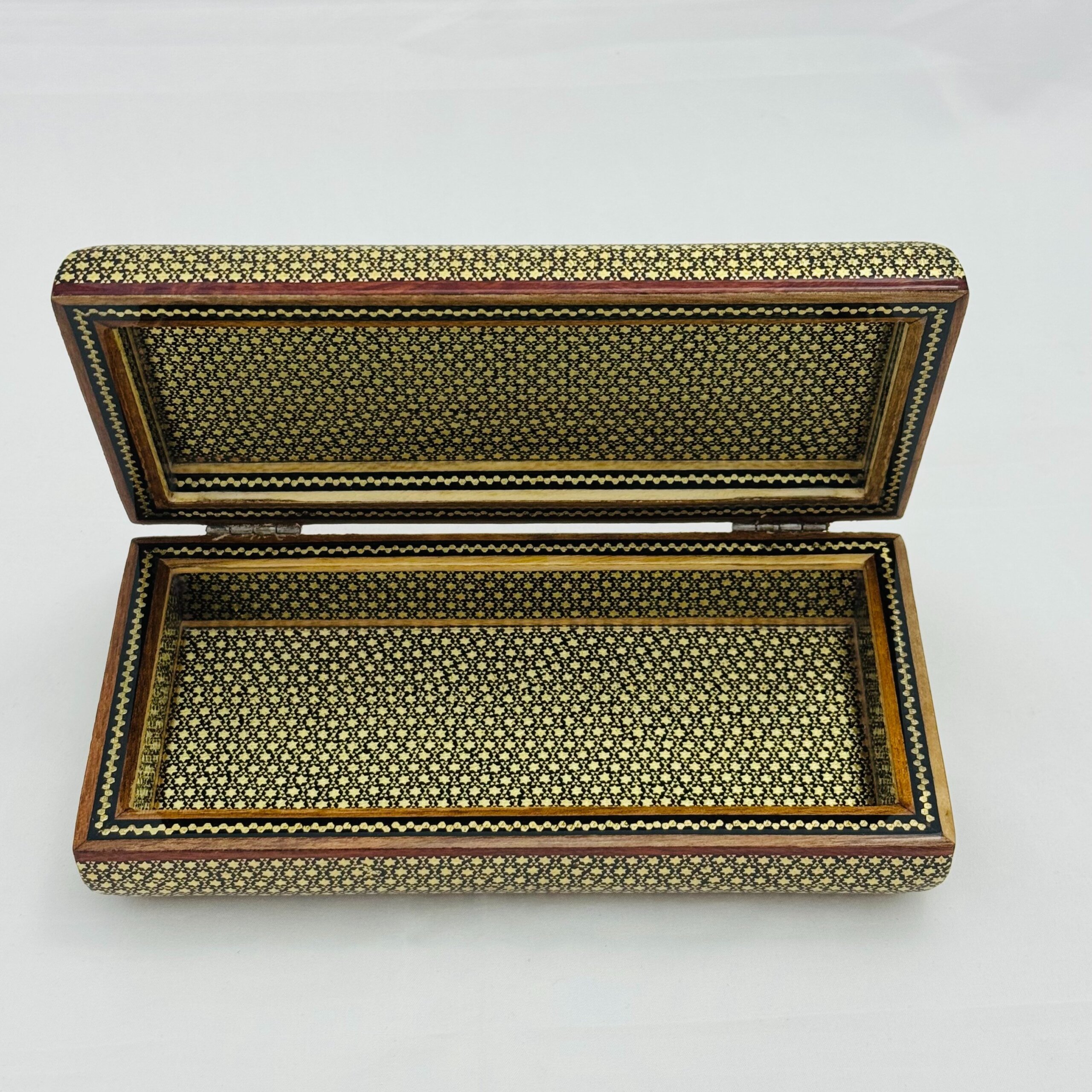 جعبه خاتم کاری مدل تمام خاتم شیشی مشکی 10در20