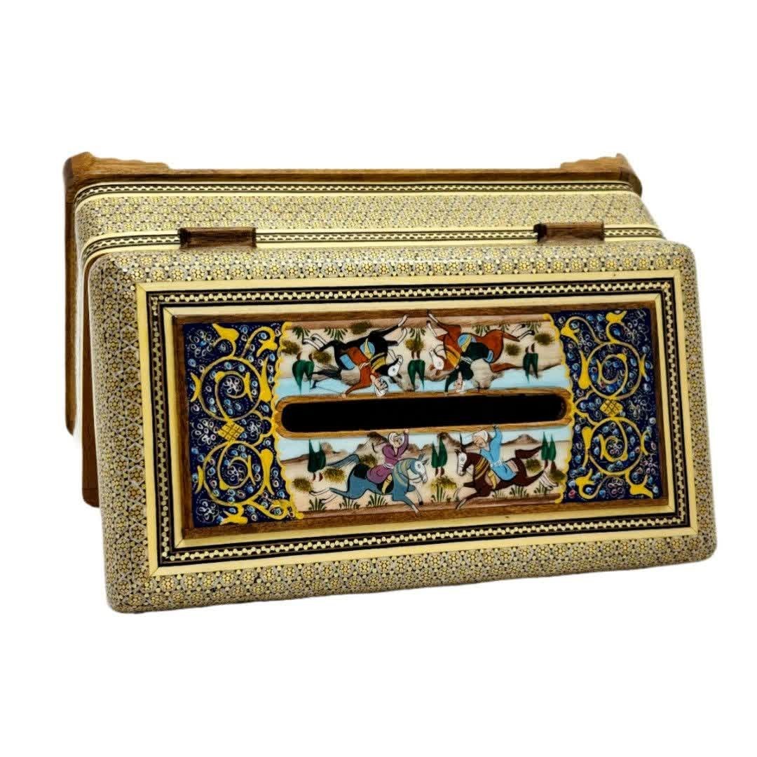 جعبه دستمال خاتم کاری مدل شیشی شکار