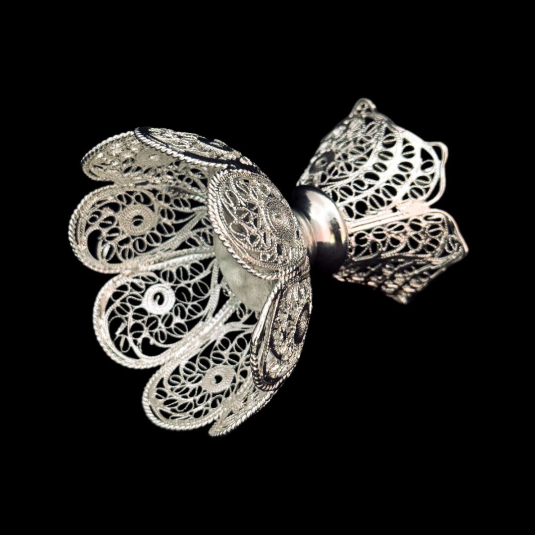 ظروف ملیله کاری کاسه آجیل خوری نقلی لبه گرد پایه دار