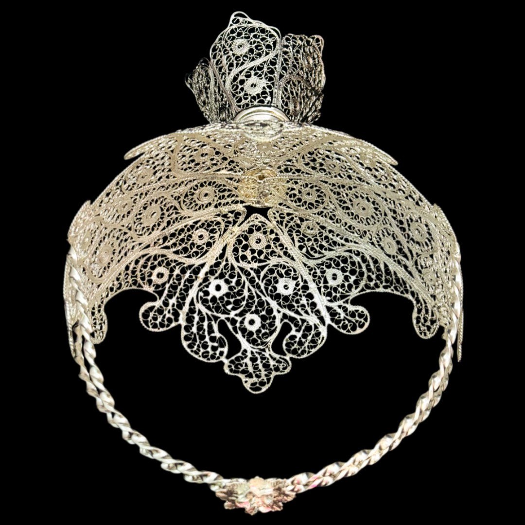 ظروف ملیله کاری کشکول پایه دار زنبیل شماره 3