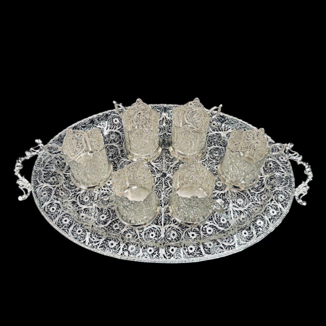 ظروف ملیله کاری ست پذیرایی چای خوری 9