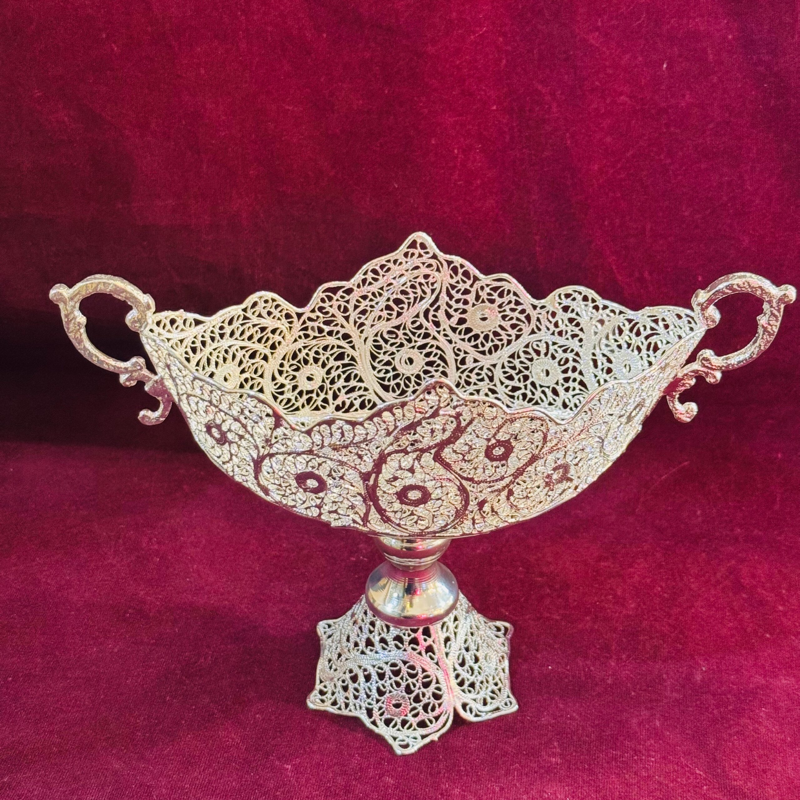 ظروف ملیله کاری کشکول با جعبه مخمل هدیه