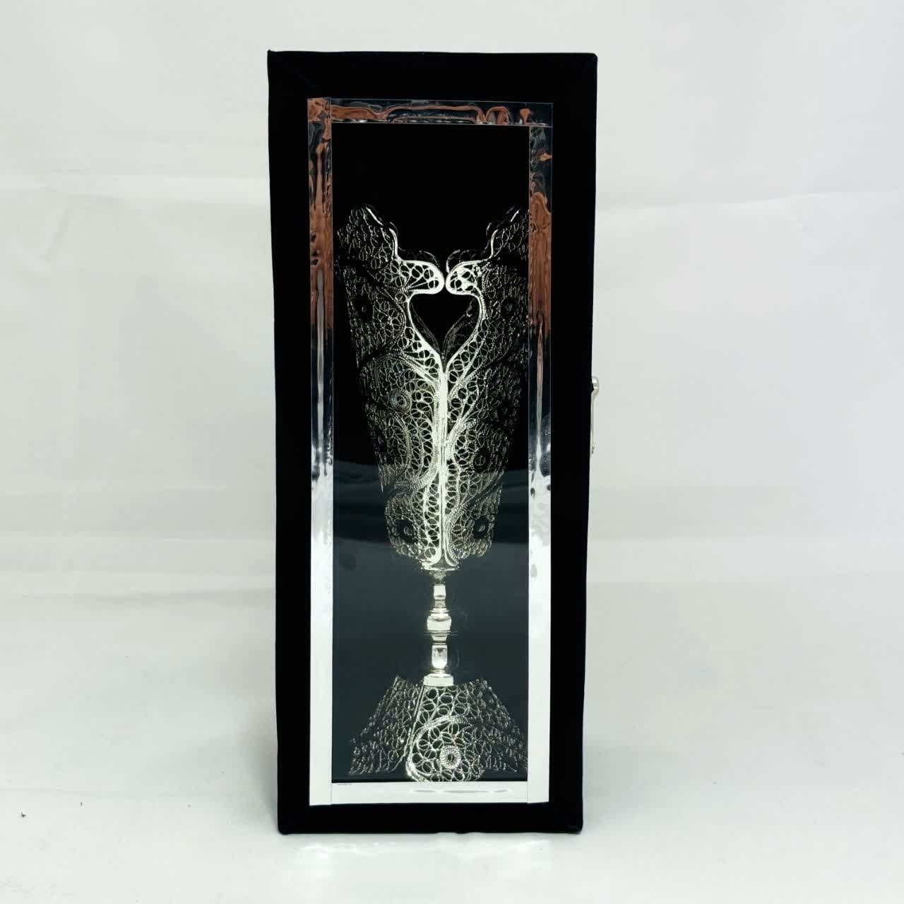 ست هدیه نقره گلدان ملیله کاری و قندان