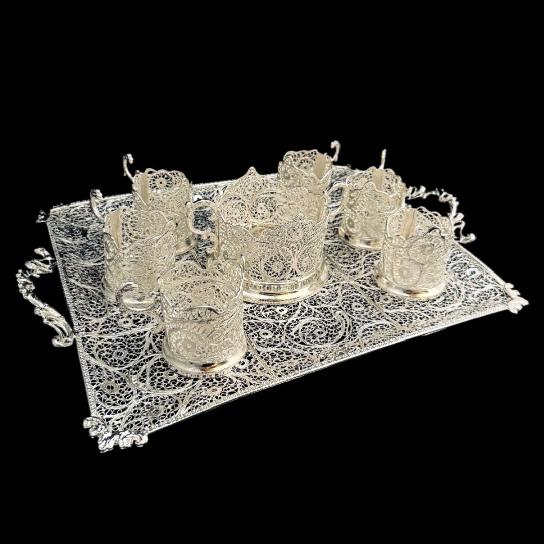 ظروف ملیله کاری ست پذیرایی چای خوری