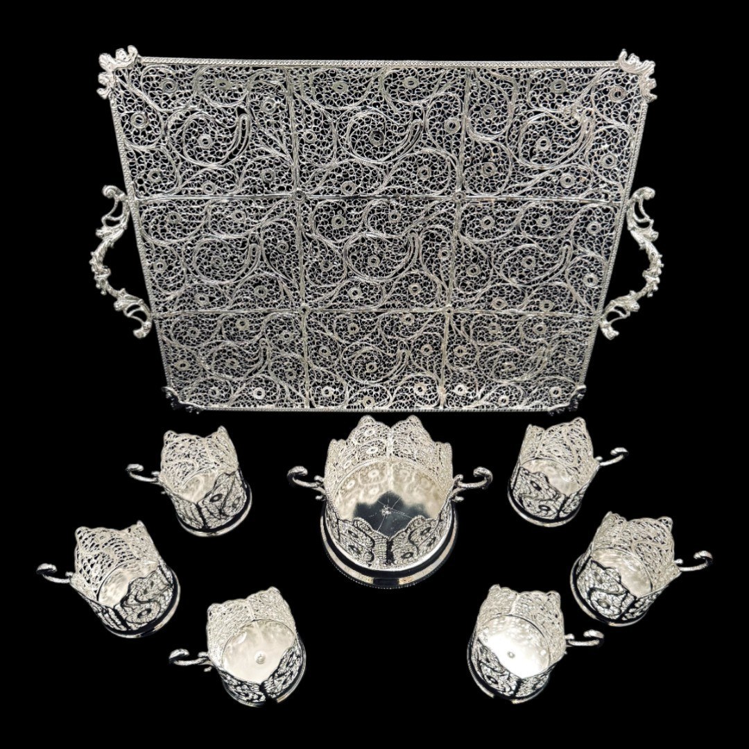 ظروف ملیله کاری ست پذیرایی چای خوری 7