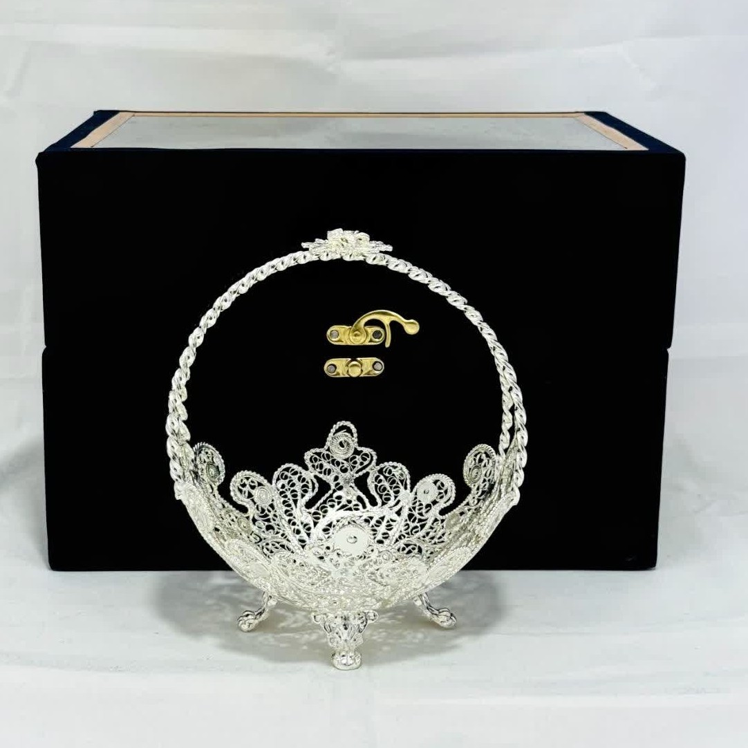 کشکول ملیله کاری نقره به همراه جعبه هدیه