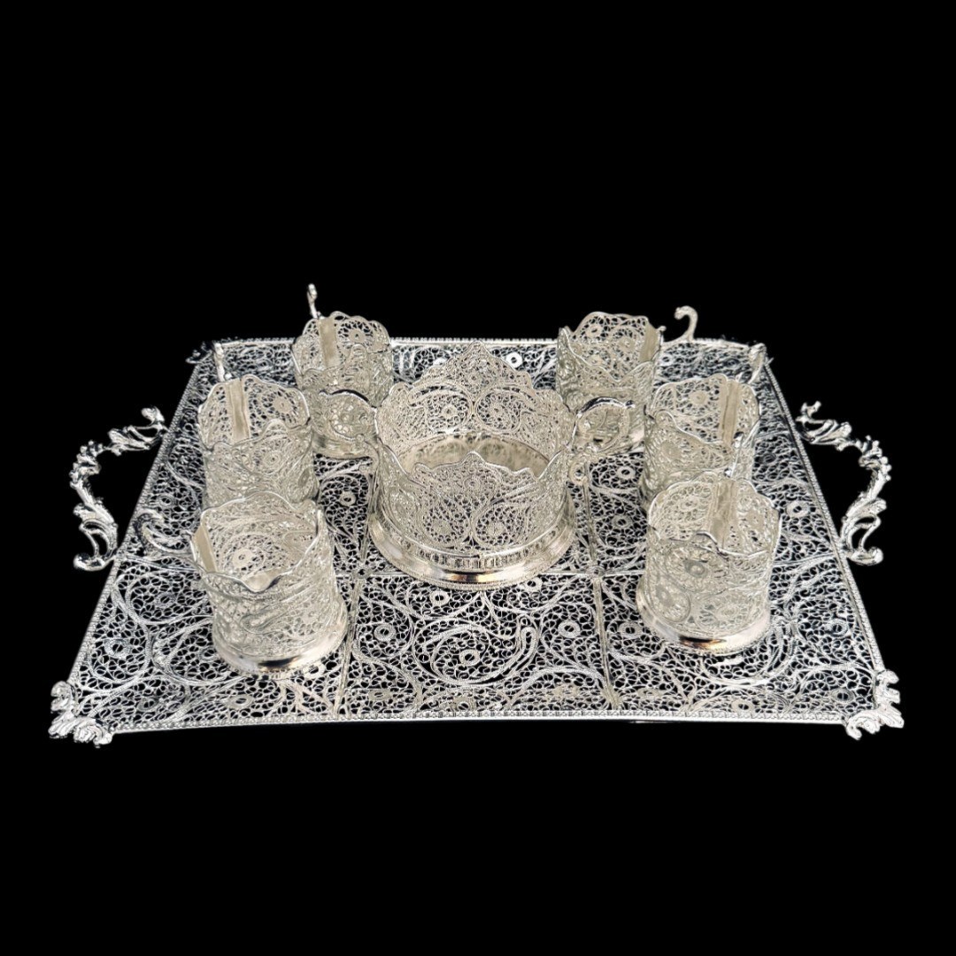 ظروف ملیله کاری ست پذیرایی چای خوری