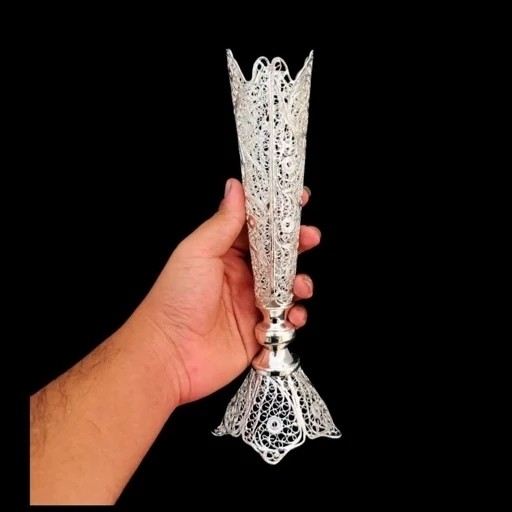 ست هدیه ملیله کاری شیرینی خوری پایه کوتاه و گلدان