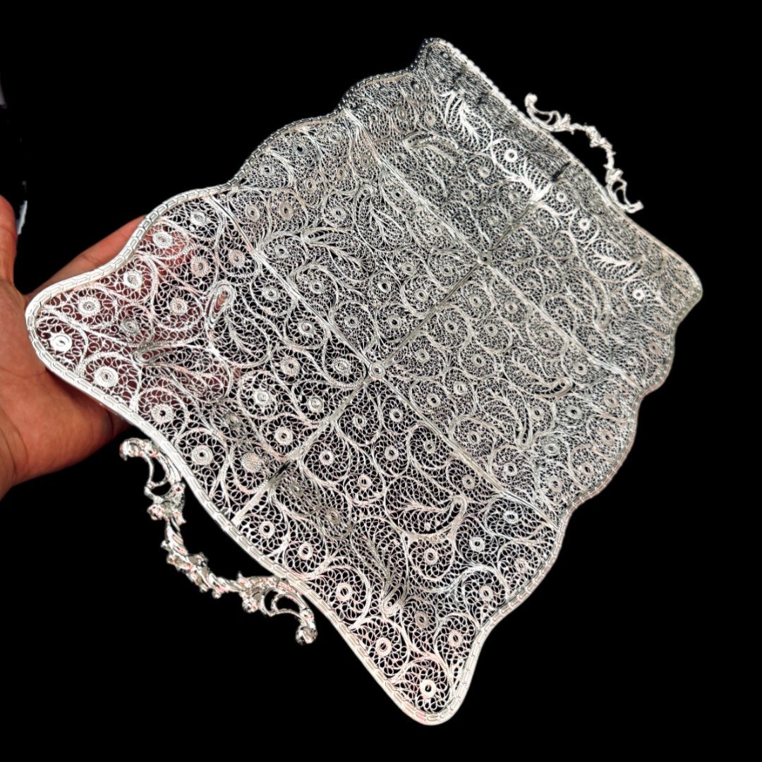 ظروف ملیله کاری سینی پروانه دال بری