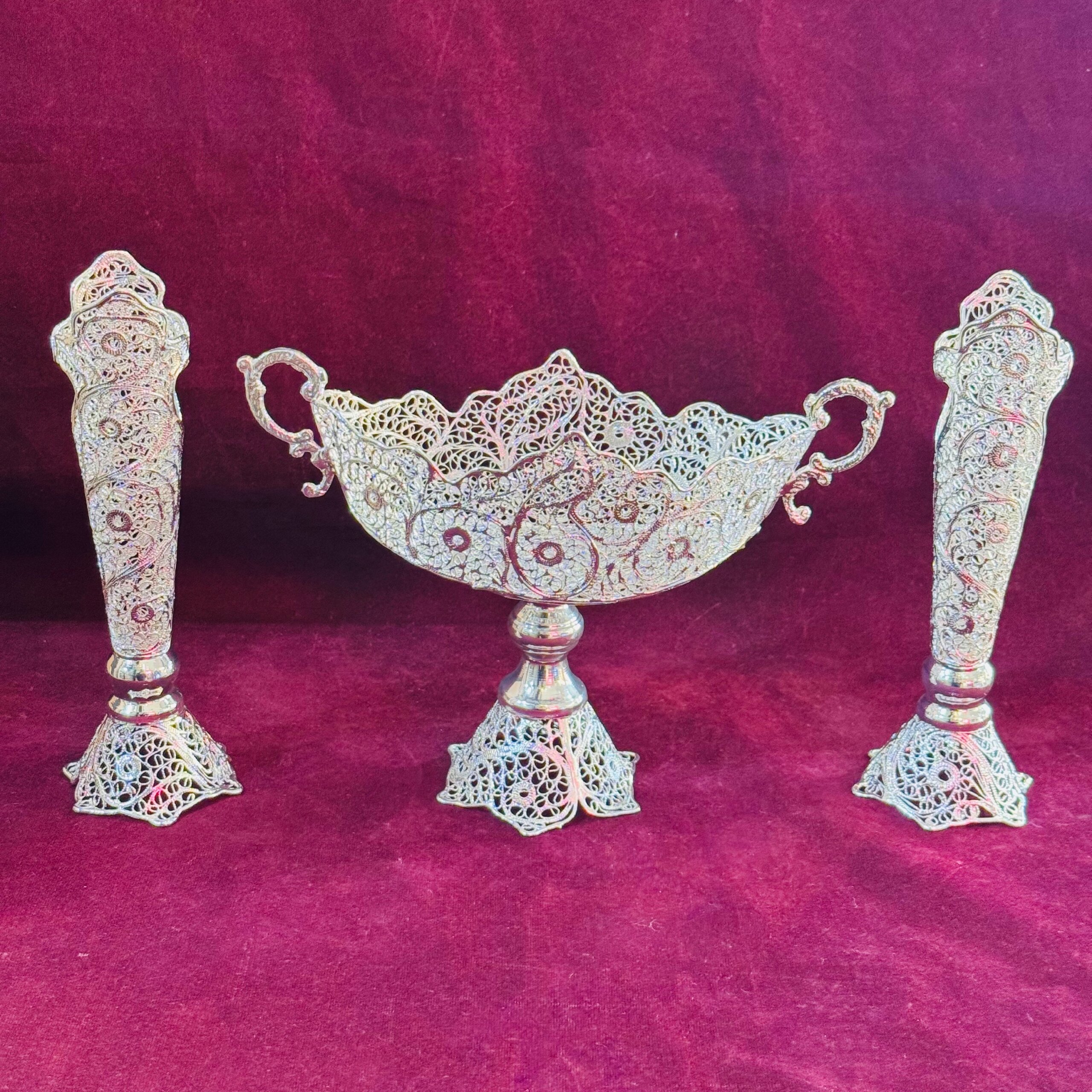 ظروف ملیله کاری کشکول با جعبه مخمل هدیه