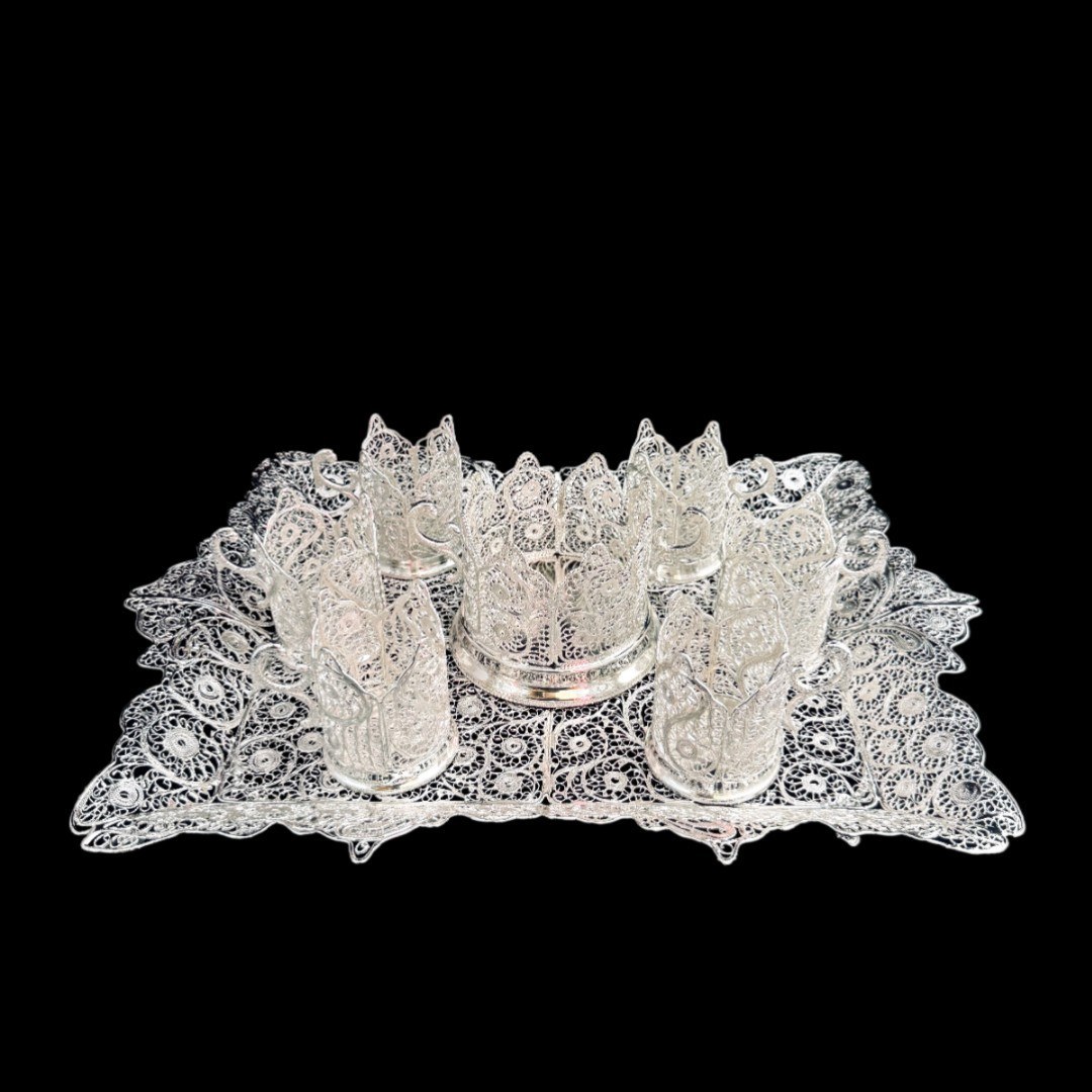 ظروف ملیله کاری ست پذیرایی چای خوری 5