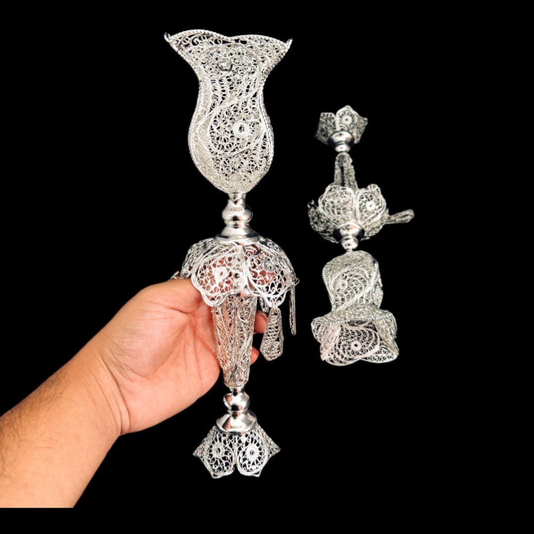 ظروف ملیله کاری لاله شمعدانی 30 سانتی