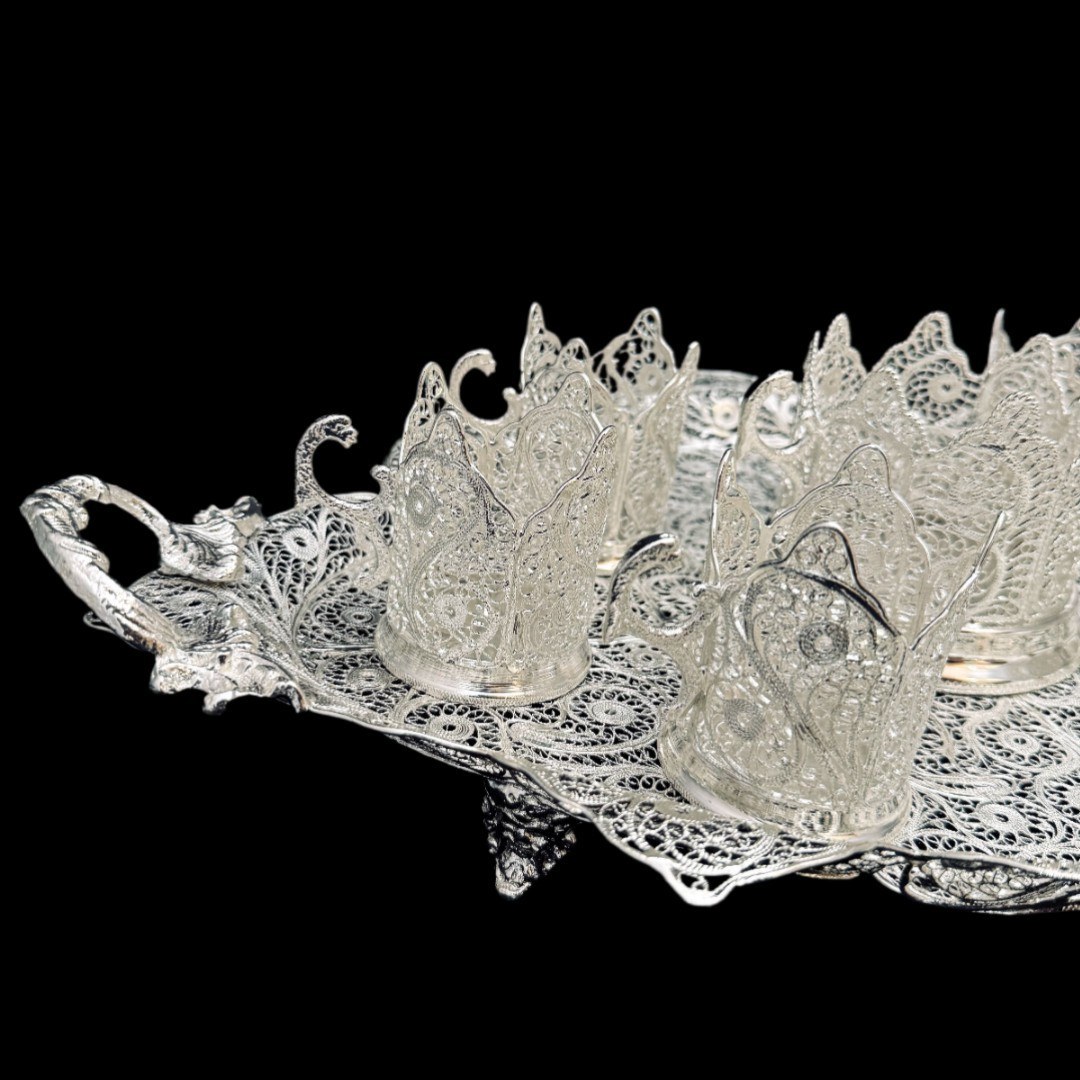 ظروف ملیله کاری ست پذیرایی چای خوری 6