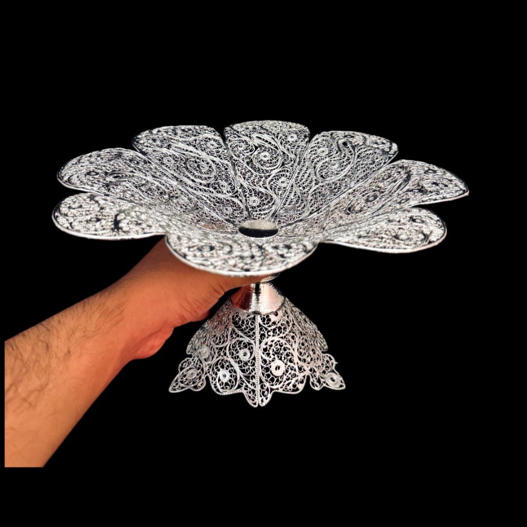 ظروف ملیله کاری شیرینی خوری طرح گل بزرگ