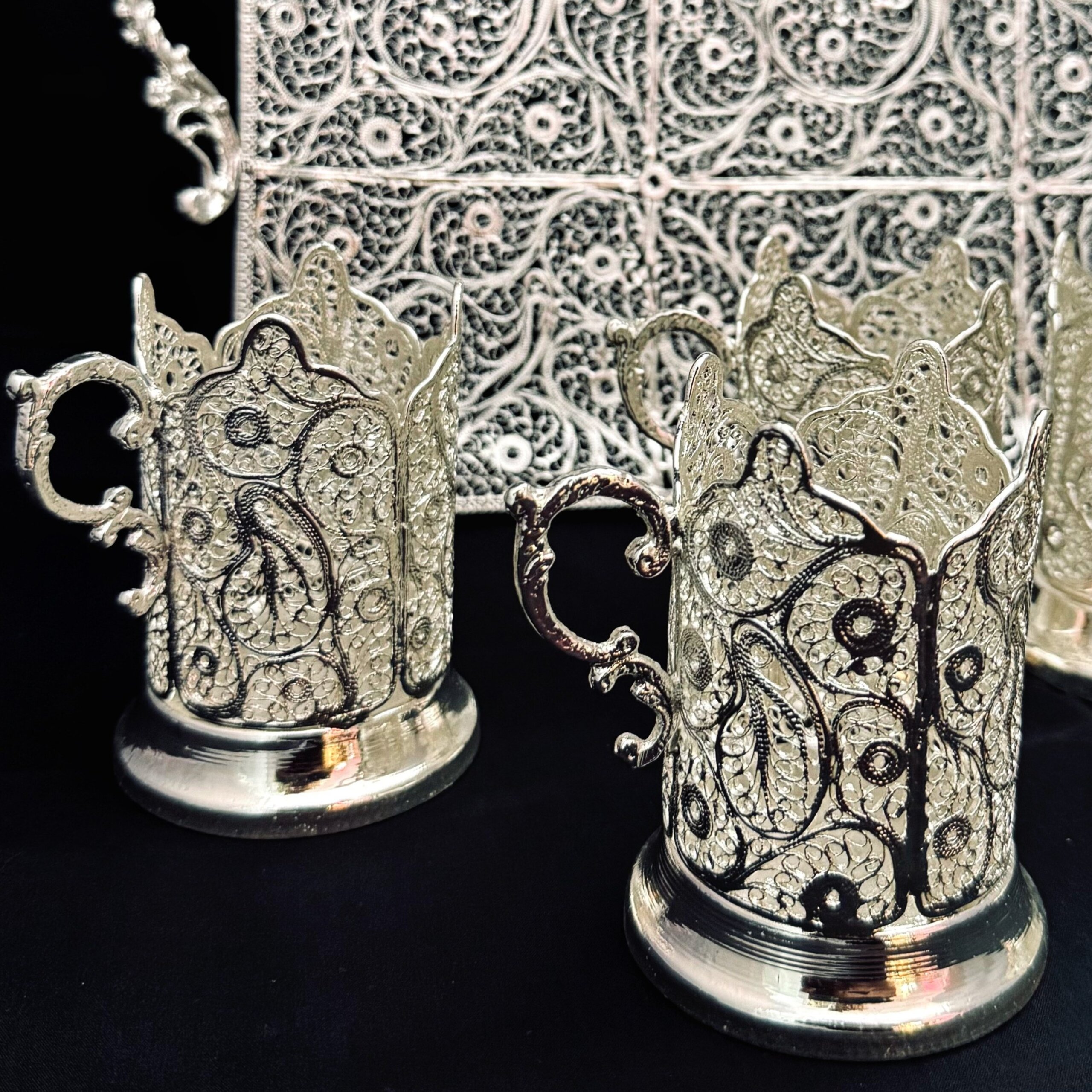 ظروف ملیله کاری ست پذیرایی چای خوری 10