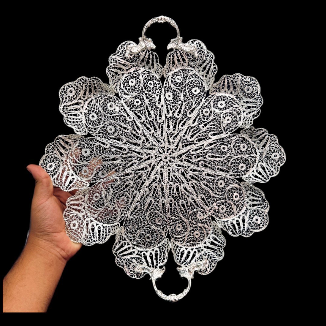 ظروف ملیله کاری سینی گرد 10 گوش