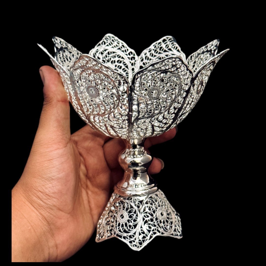 ست هدیه ظروف نقره ملیله کاری آجیل خوری گیلاسی سایز 1