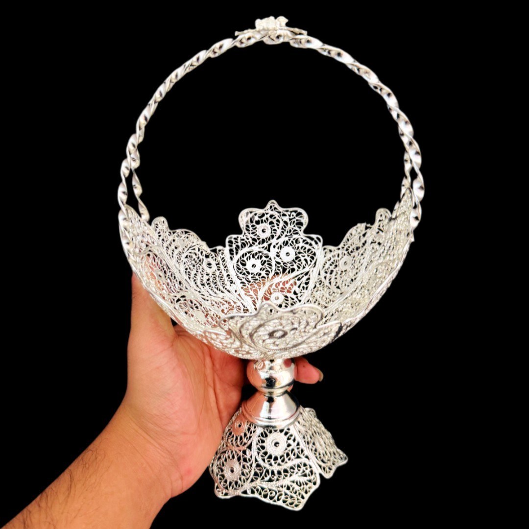 ظروف ملیله کاری کشکول پایه دار زنبیل شماره 2