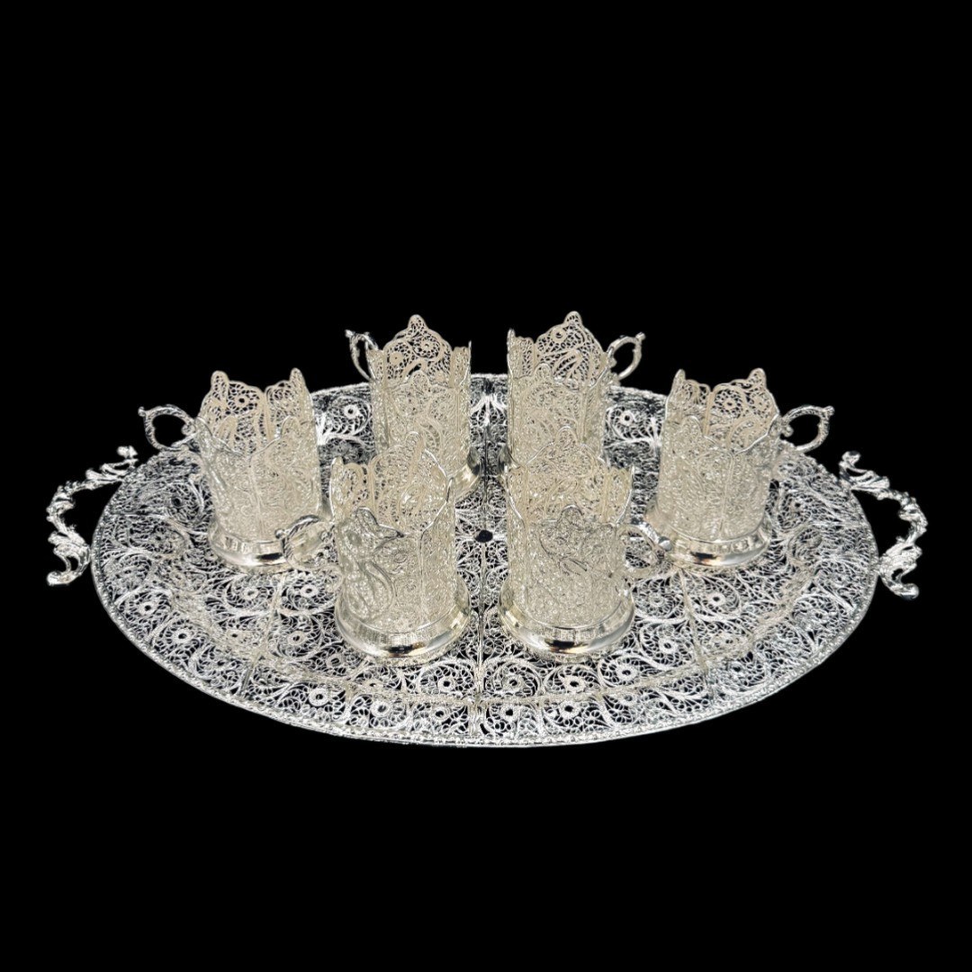 ظروف ملیله کاری ست پذیرایی چای خوری 9