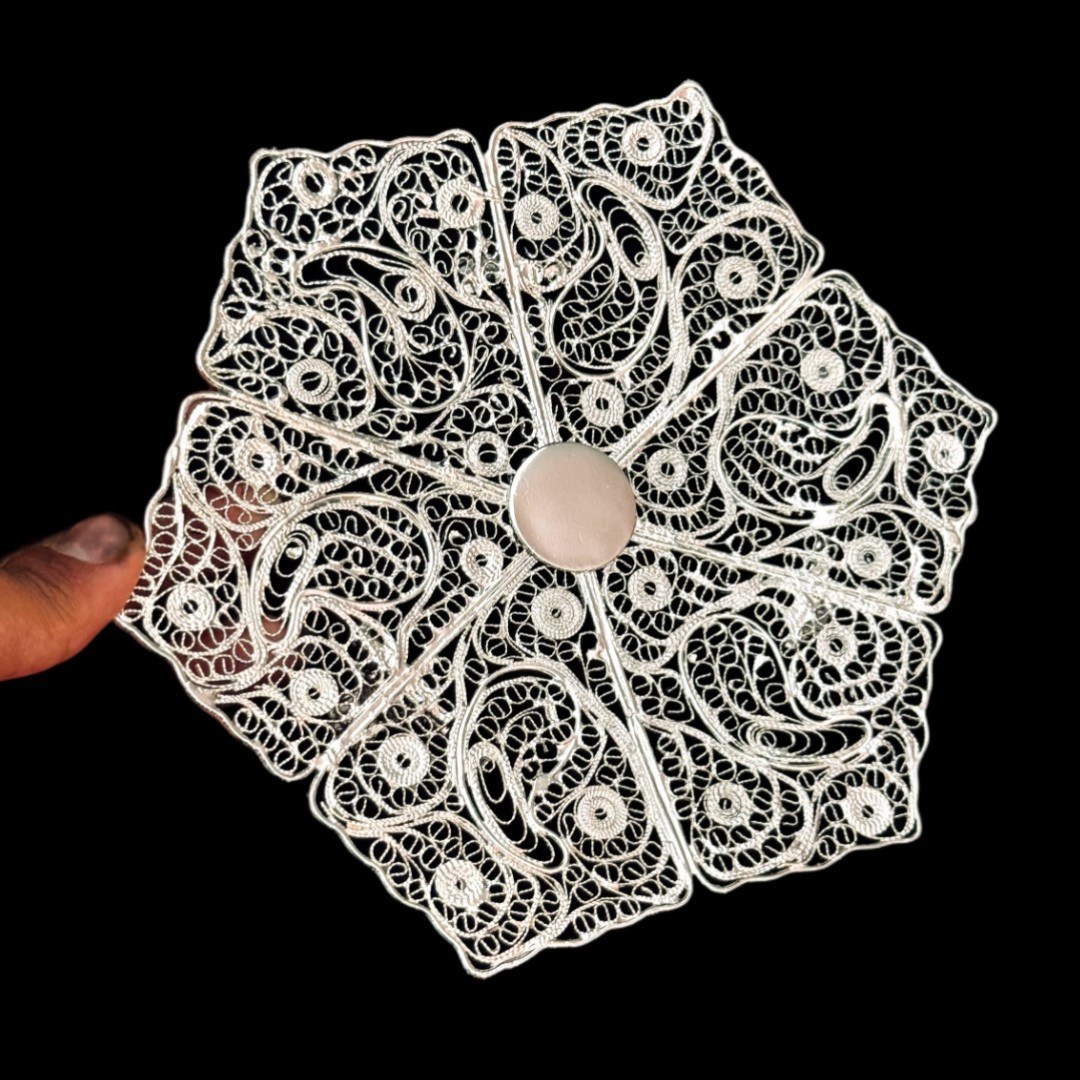 ظروف ملیله کاری شیرینی خوری 6 ضلعی پایه کوتاه