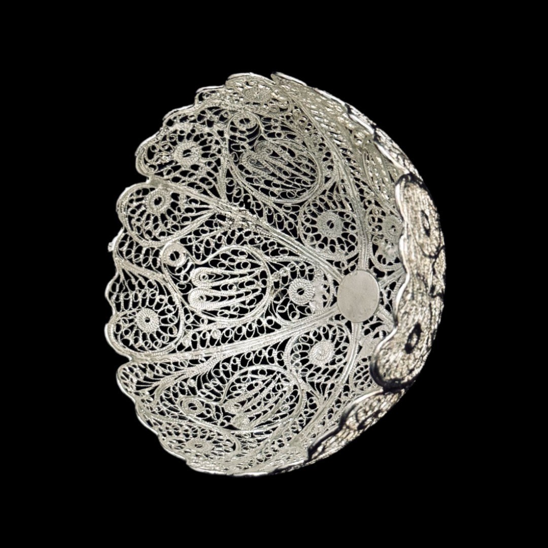 ظروف ملیله کاری کاسه آجیل بزرگ پایه کوتاه