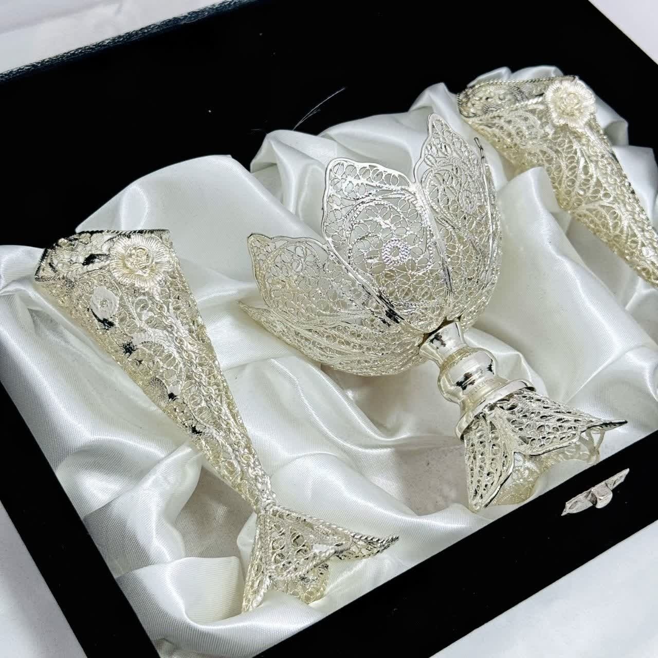 پک صنایع دستی ظروف ملیله کاری گلدان و آجیل خوری