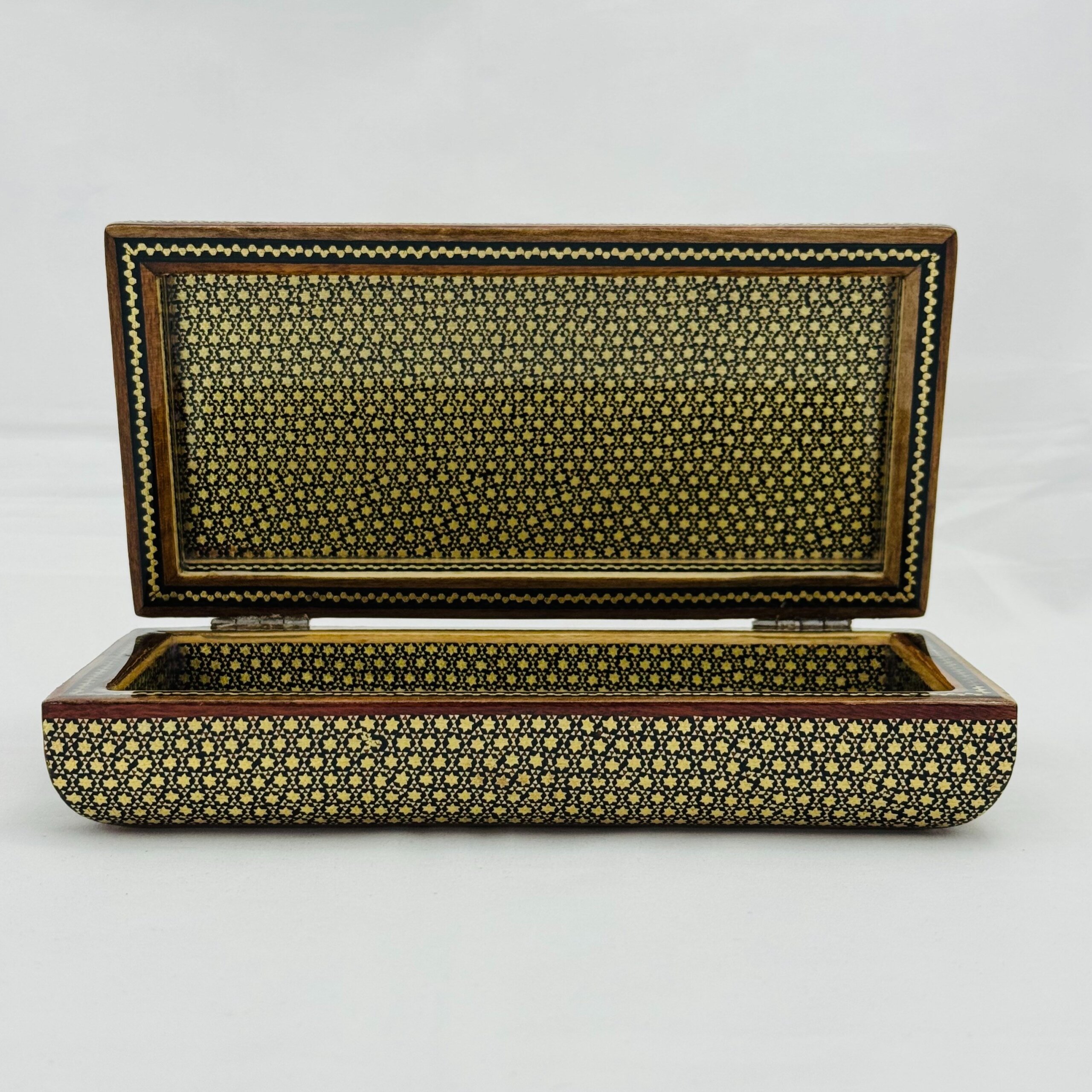 جعبه خاتم کاری مدل تمام خاتم شیشی مشکی 10در20