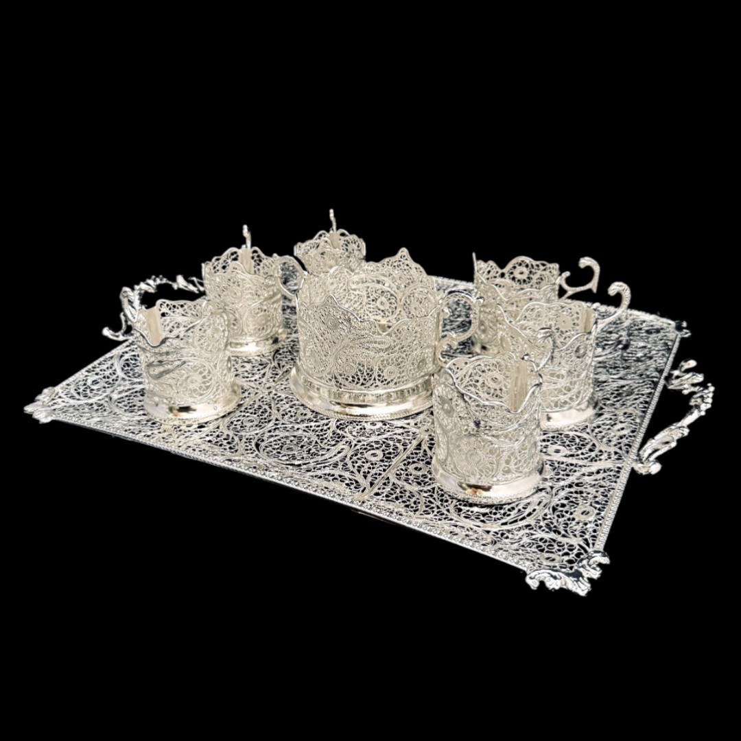 ظروف ملیله کاری ست پذیرایی چای خوری