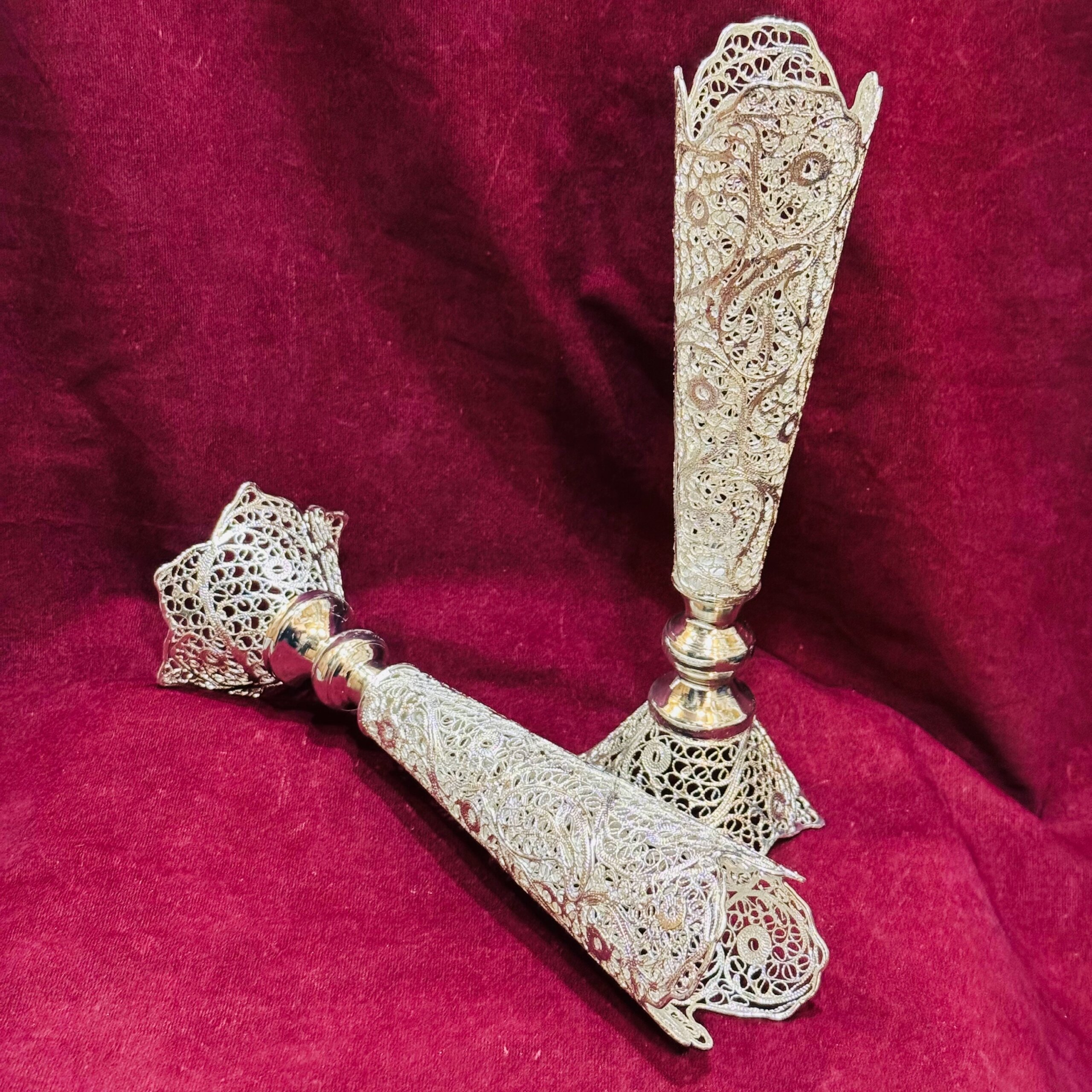 پک هدیه صنایع دستی ملیله کاری گلدان مدادی و ترمه