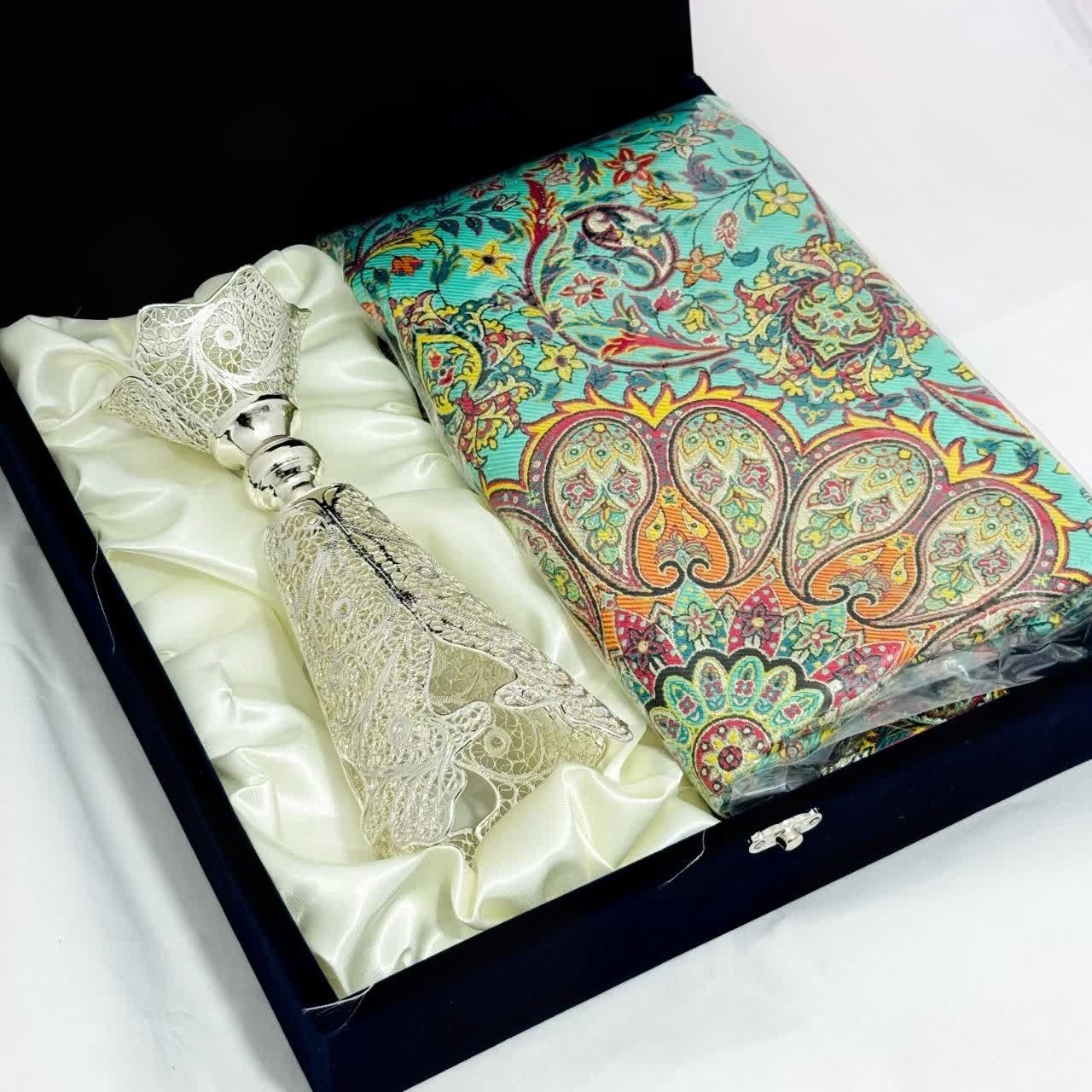 ست هدیه اداری گلدان ملیله کاری سایز بزرگ و ترمه