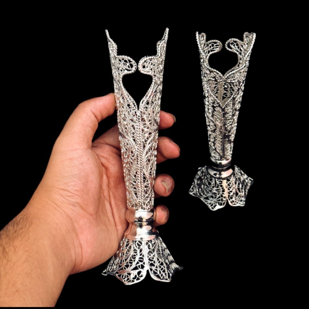 ظروف ملیله کاری گلدان قلمی 20 سانتی