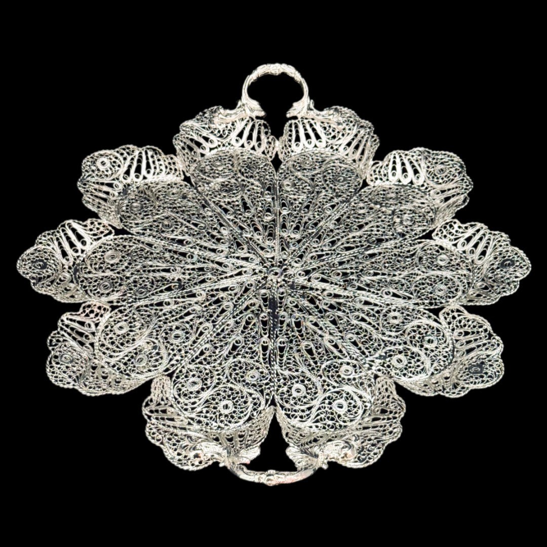 ظروف ملیله کاری سینی گرد 10 گوش