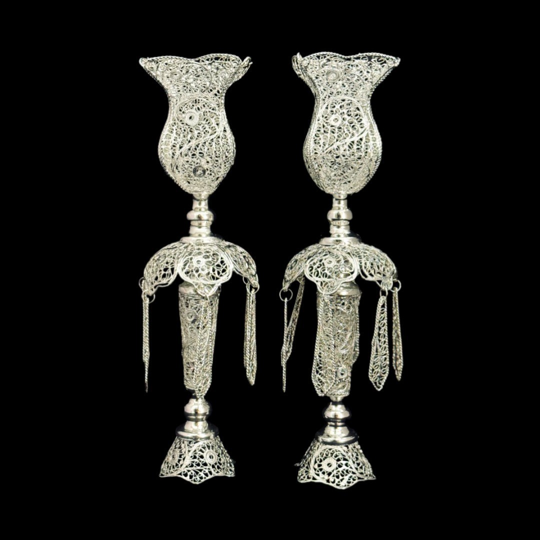 ظروف ملیله کاری لاله شمعدانی 30 سانتی