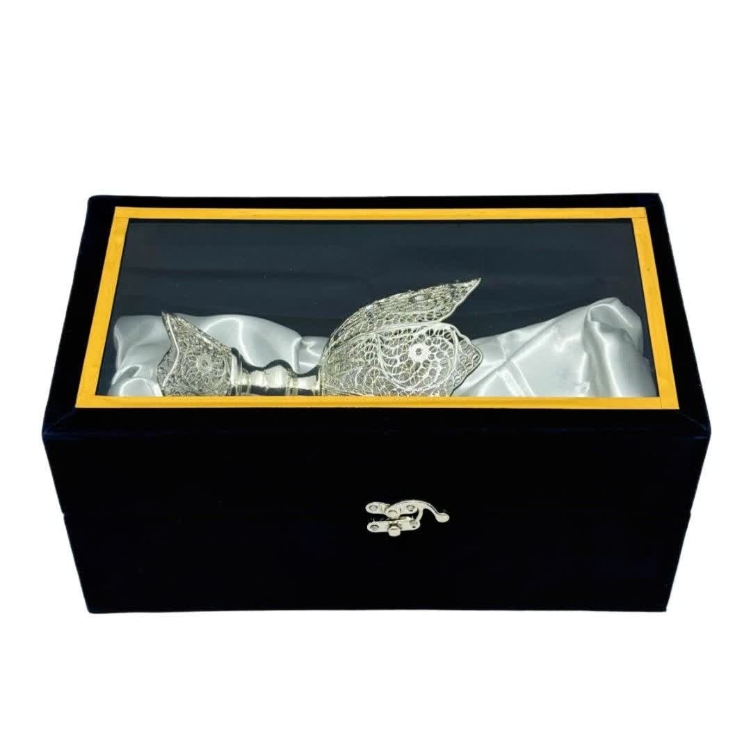 ست هدیه ظروف نقره ملیله کاری آجیل خوری گیلاسی سایز 1