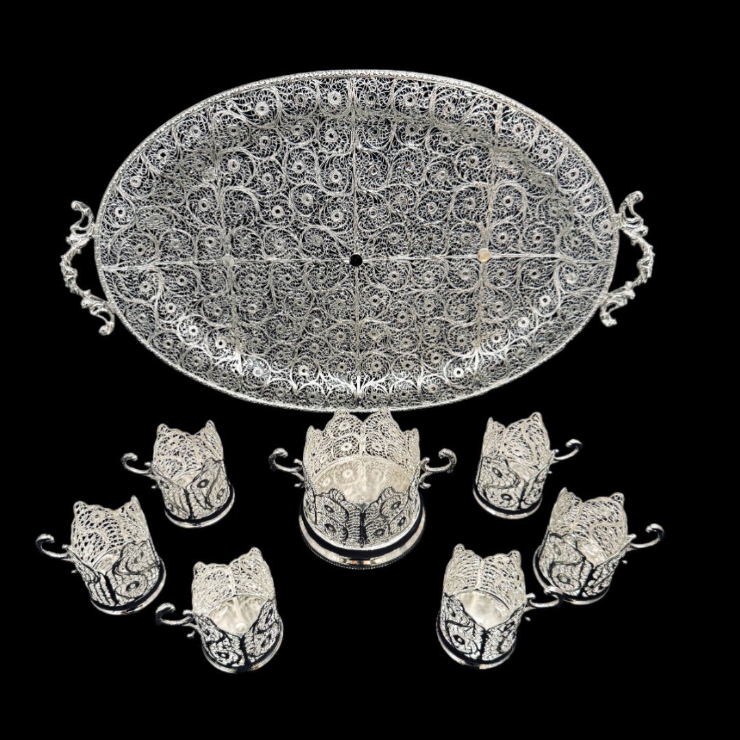 ظروف ملیله کاری ست پذیرایی چای خوری 8