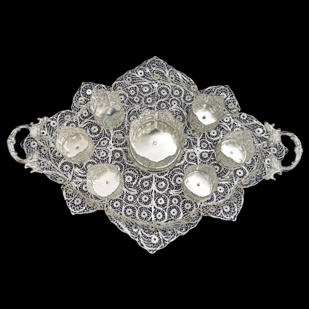 ظروف ملیله کاری ست پذیرایی چای خوری 6