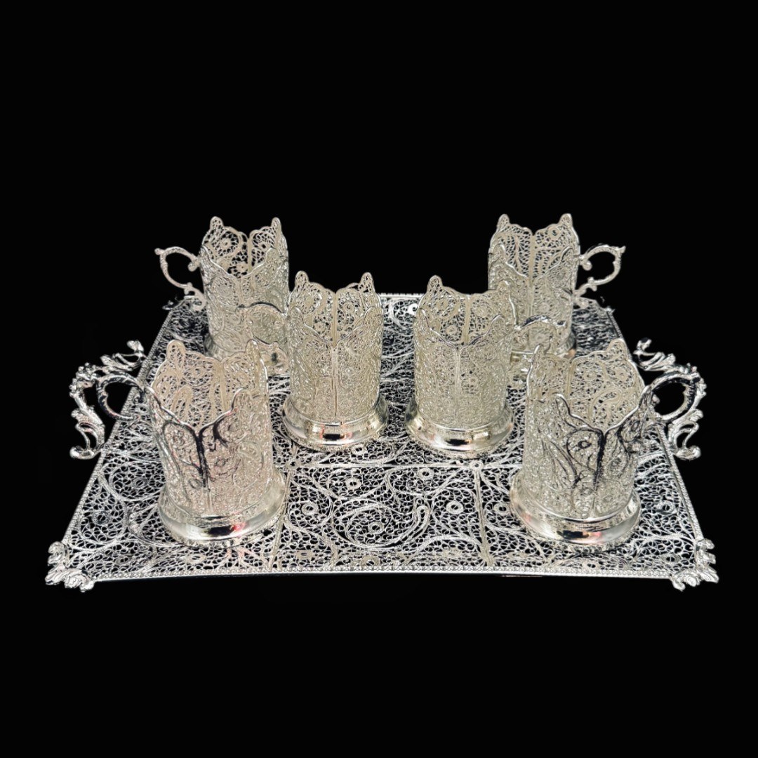 ظروف ملیله کاری ست پذیرایی چای خوری 10