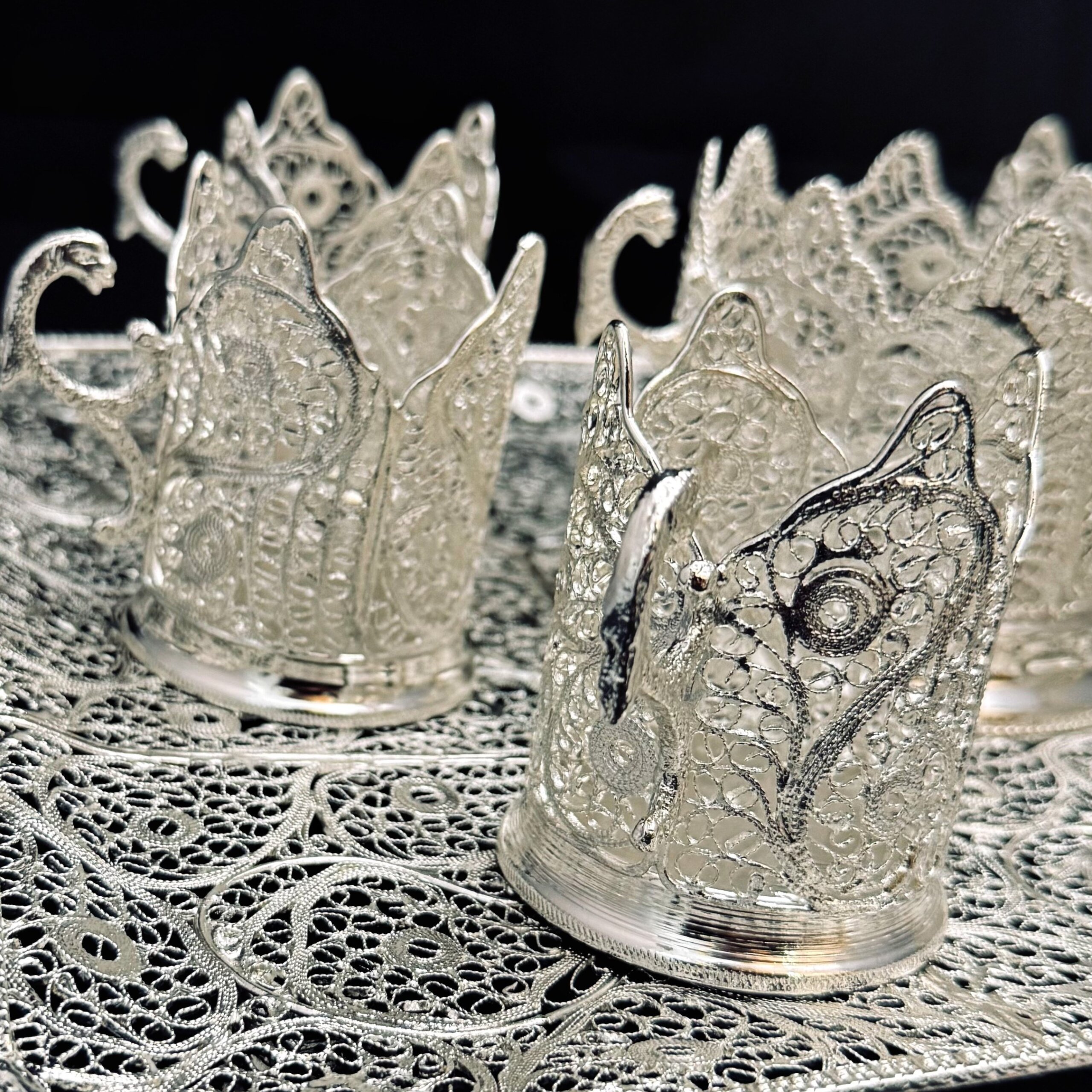 ظروف ملیله کاری ست پذیرایی چای خوری 7