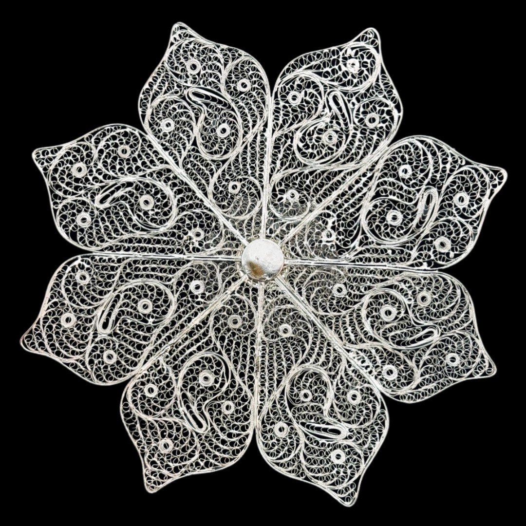 ظروف ملیله کاری شیرینی خوری اشکی بزرگ