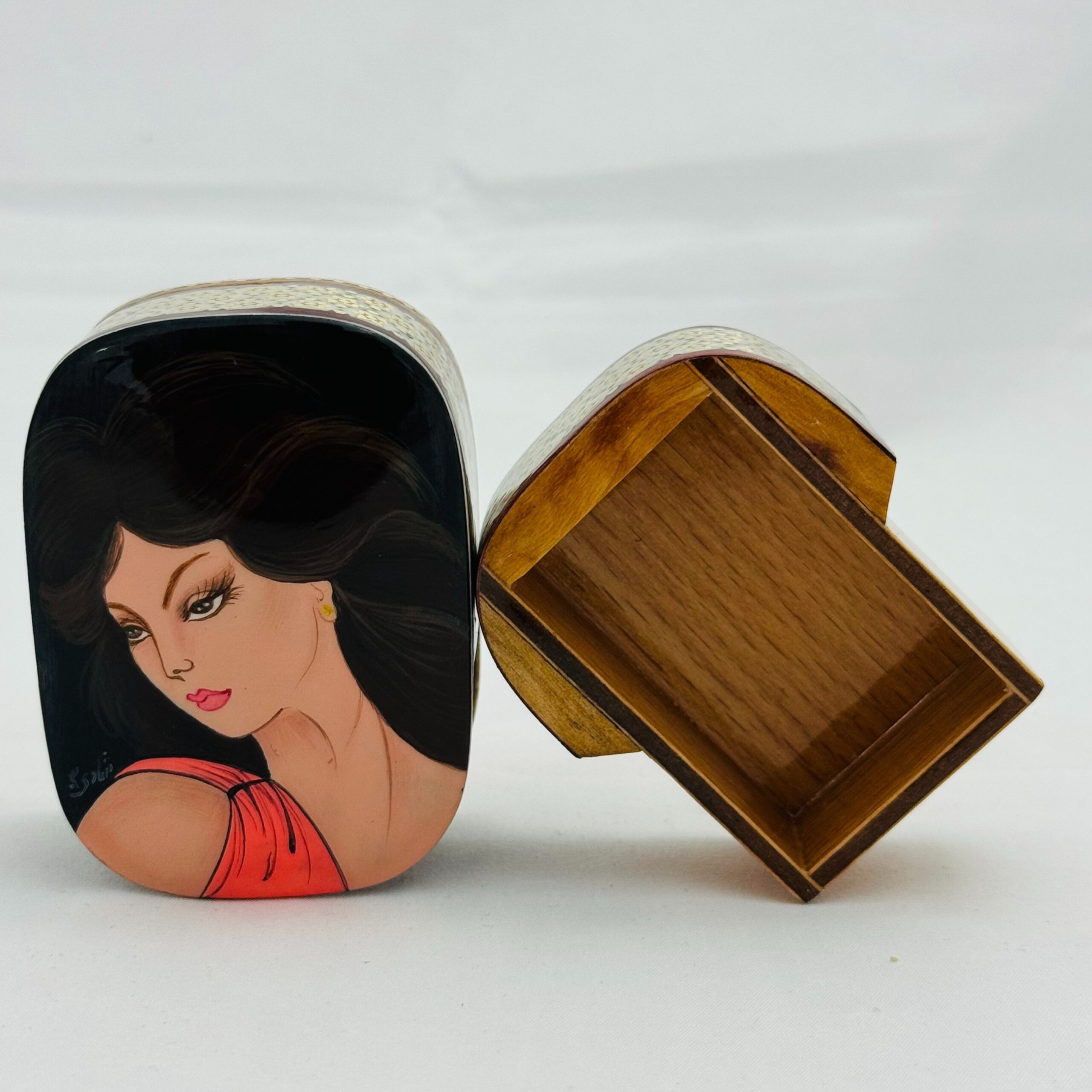 جعبه خاتم کاری کبریتی طرح رخ مدل 3