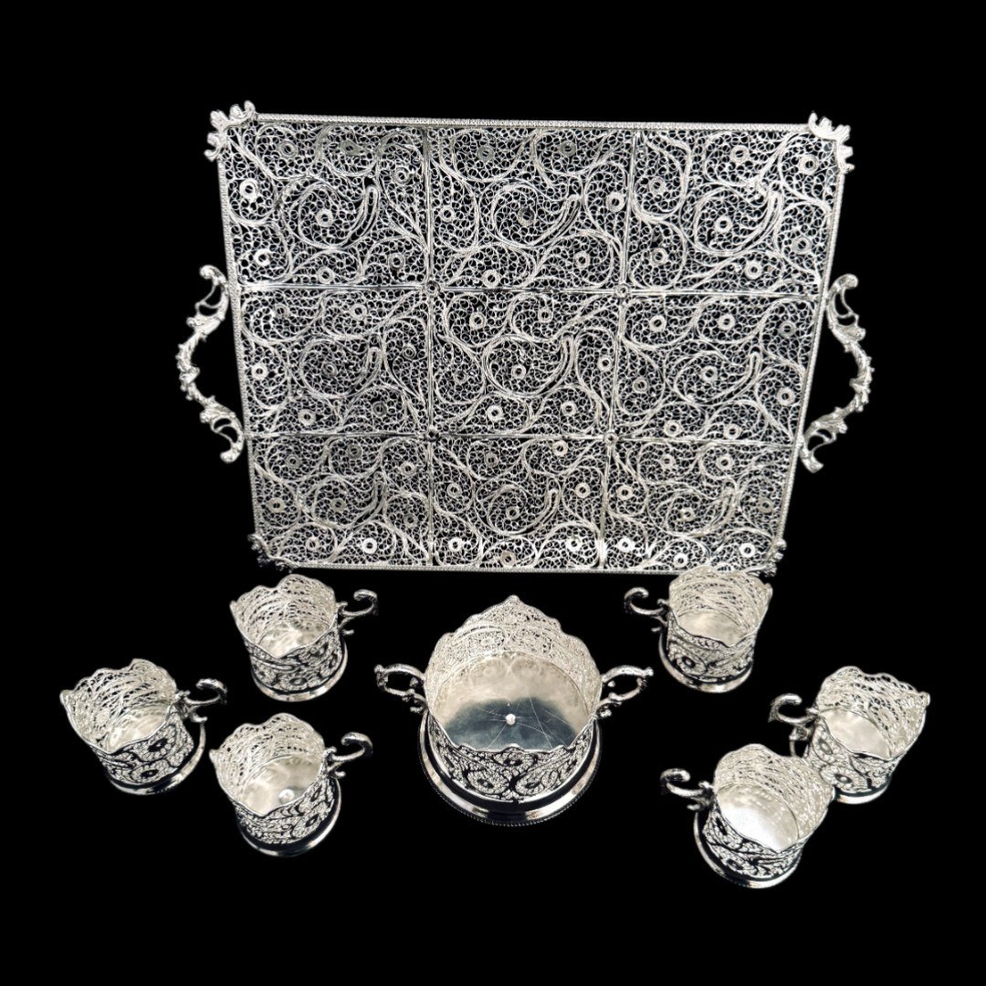 ظروف ملیله کاری ست پذیرایی چای خوری