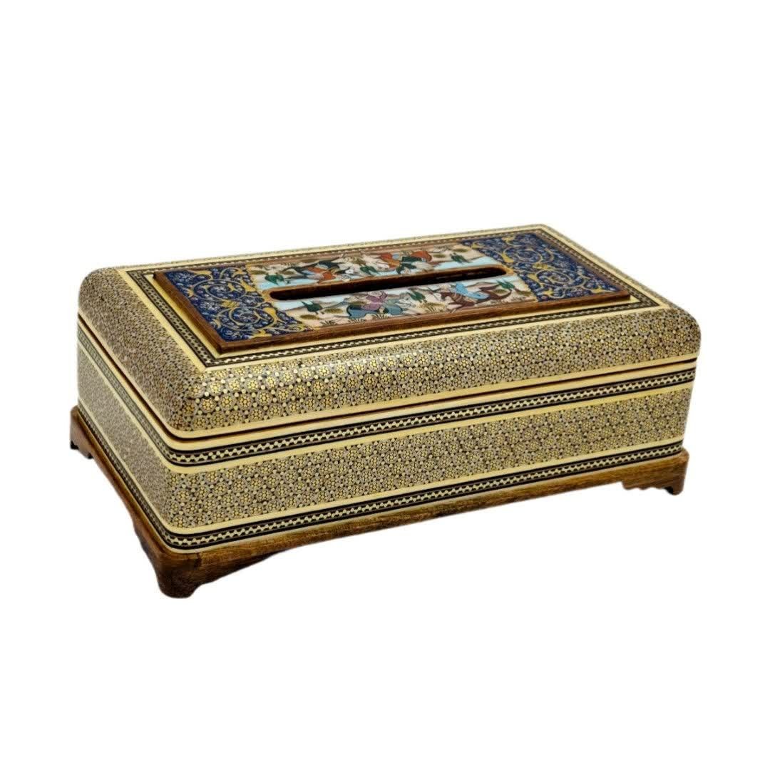 جعبه دستمال خاتم کاری مدل شیشی شکار