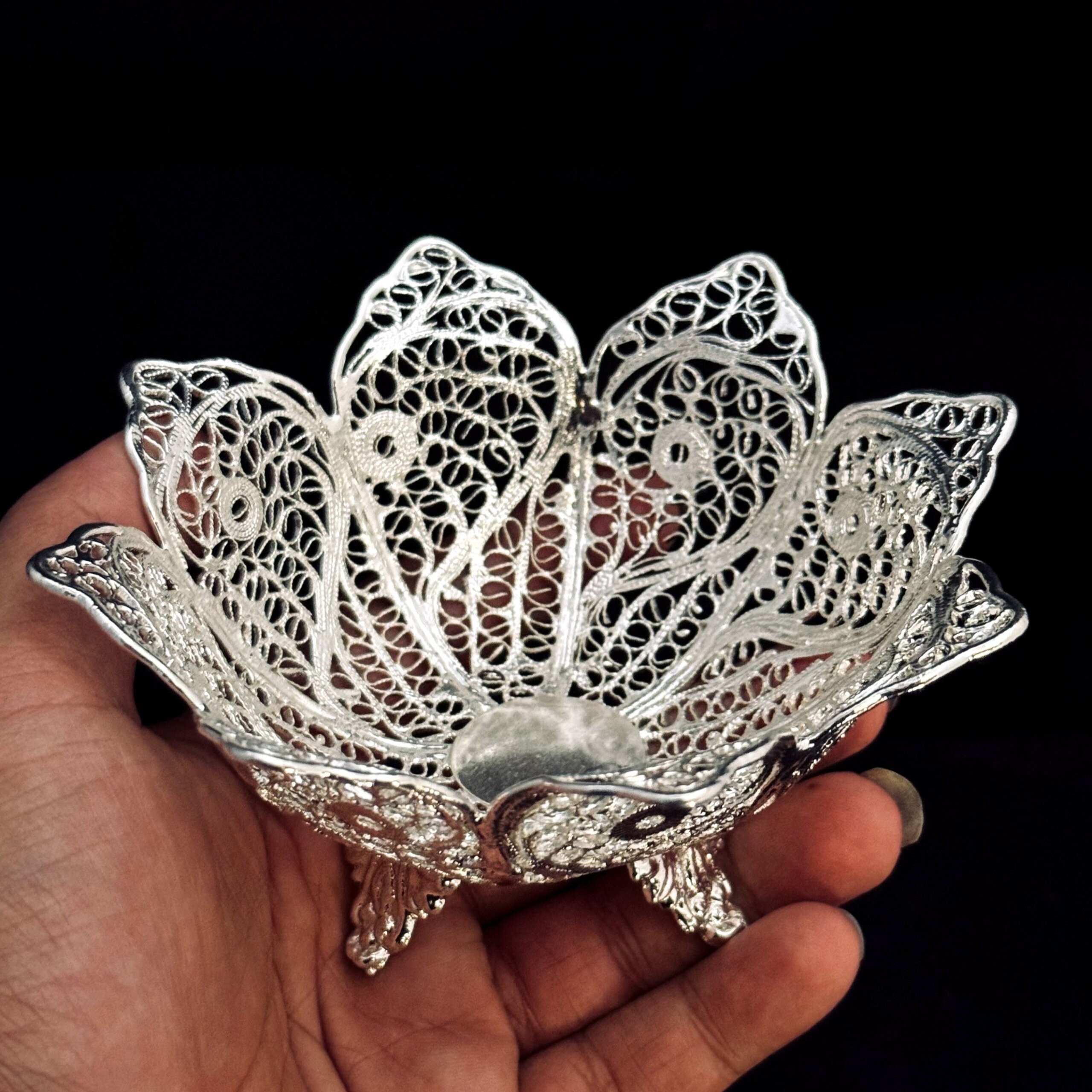 ظروف ملیله کاری کاسه آجیل پایه کوتا