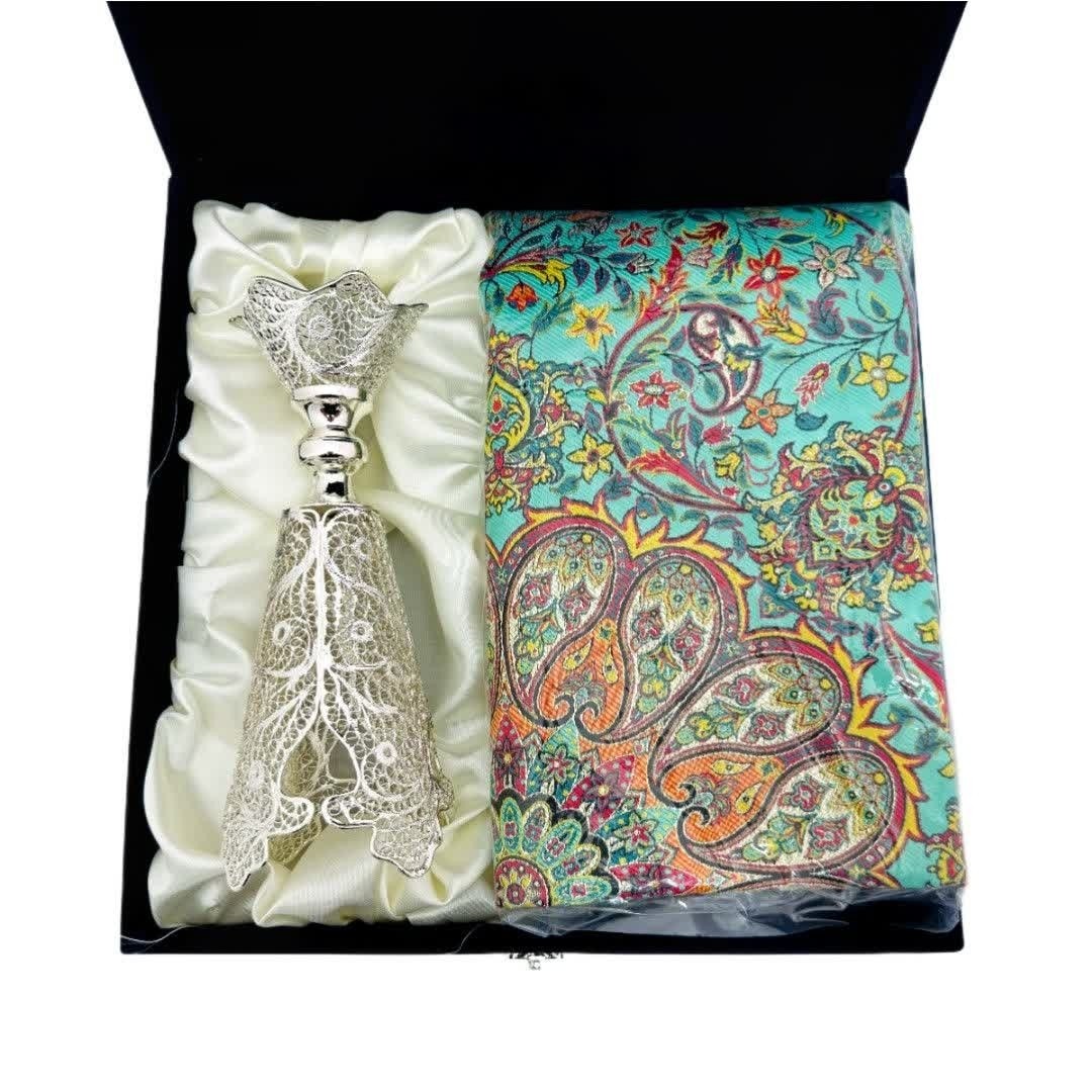 ست هدیه اداری گلدان ملیله کاری سایز بزرگ و ترمه