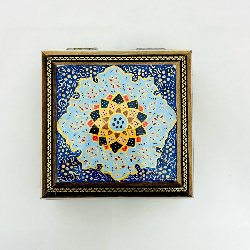 جعبه خاتم کاری پره وارو مدل تذهیب 10در10