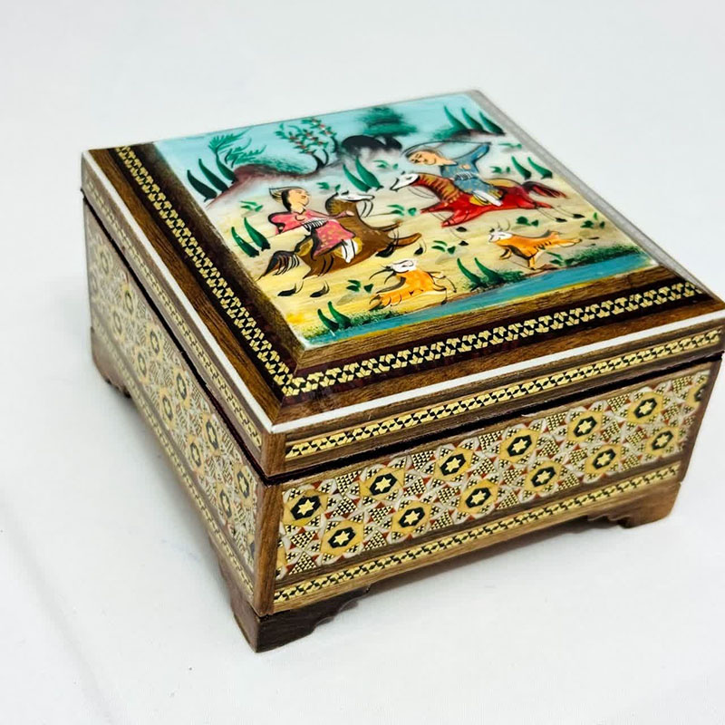 جعبه خاتم کاری پره وارو مدل چوگان 10در10