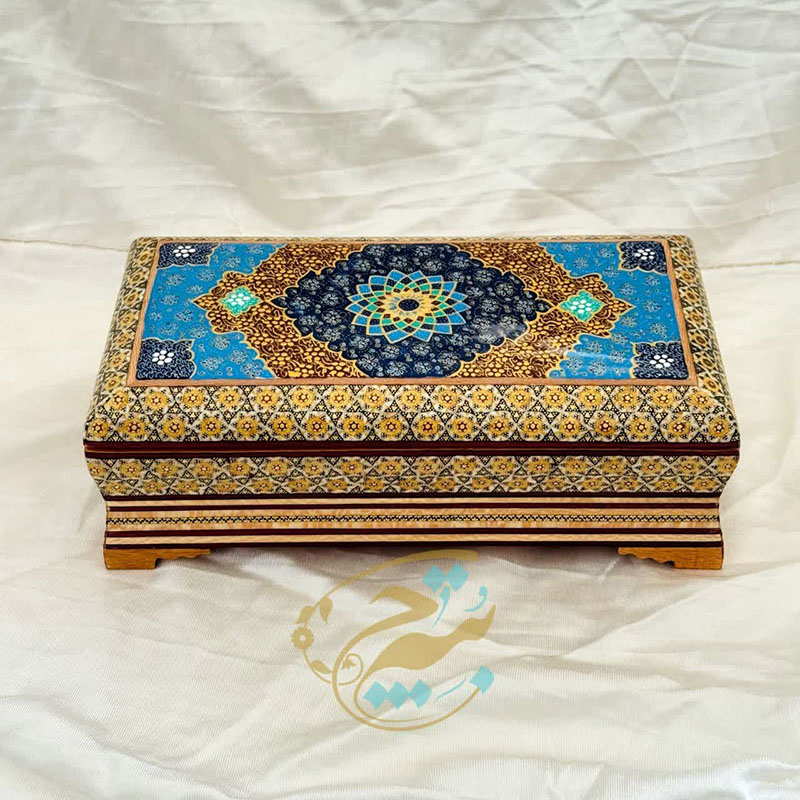 جعبه دستمال کاغذی و جاقاشقی خاتم کاری اسلیمی