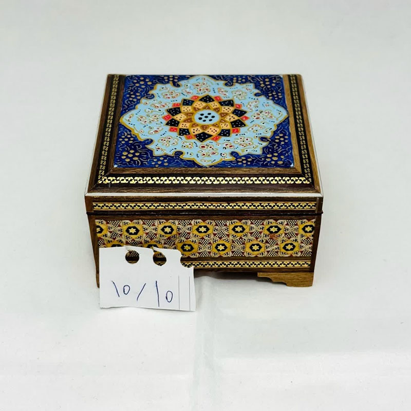 جعبه خاتم کاری پره وارو مدل تذهیب 10در10