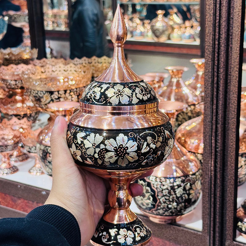 شکلات خوری مسی الماس نقره 30سانتی متری