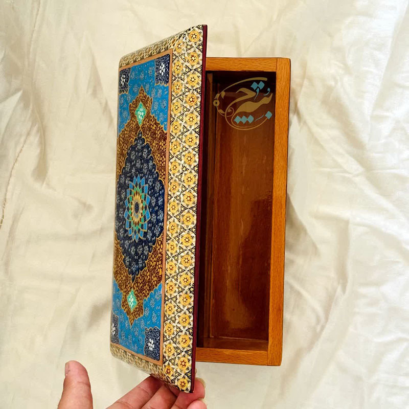 جعبه دستمال کاغذی و جاقاشقی خاتم کاری اسلیمی